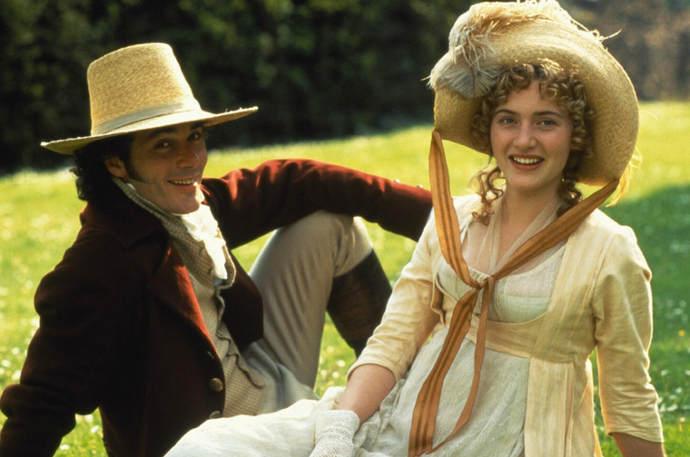 Kate Winslet and Greg Wise in Sense and Sensibility, as Marianne Dashwood and John Willoughby.