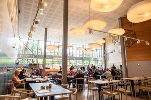 Restaurant with people eating