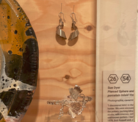 Earrings displayed in cabinet