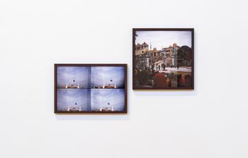 Two photographs framed on a white wall